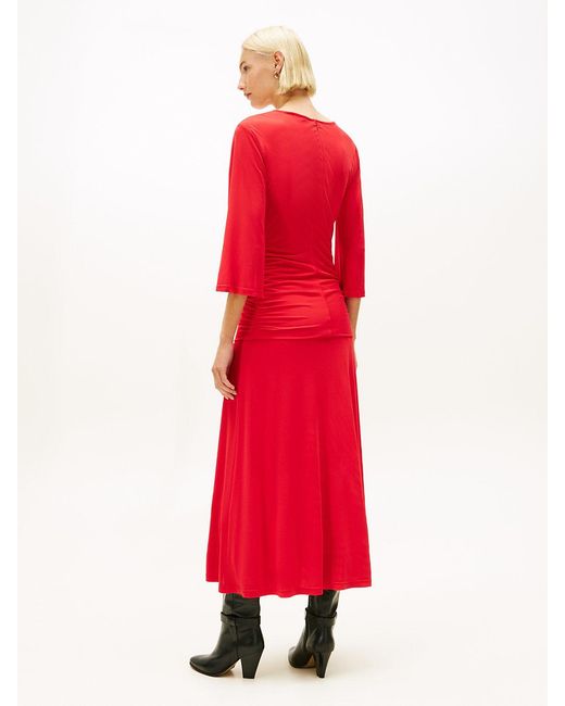 Tommy Hilfiger Festive Crepe Slim Gathered Midi Dress