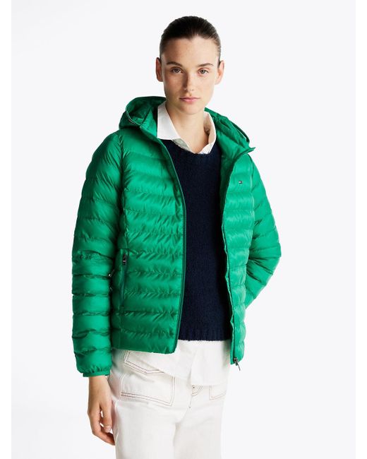 Giubbino Imbottito Leggero Con Cappuccio di Tommy Hilfiger in Green