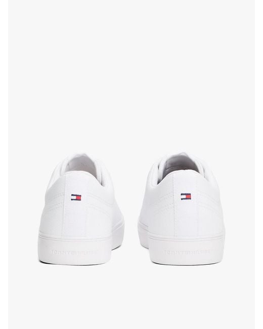 Tommy Hilfiger White Logo Lace-up Trainers With Leather for men