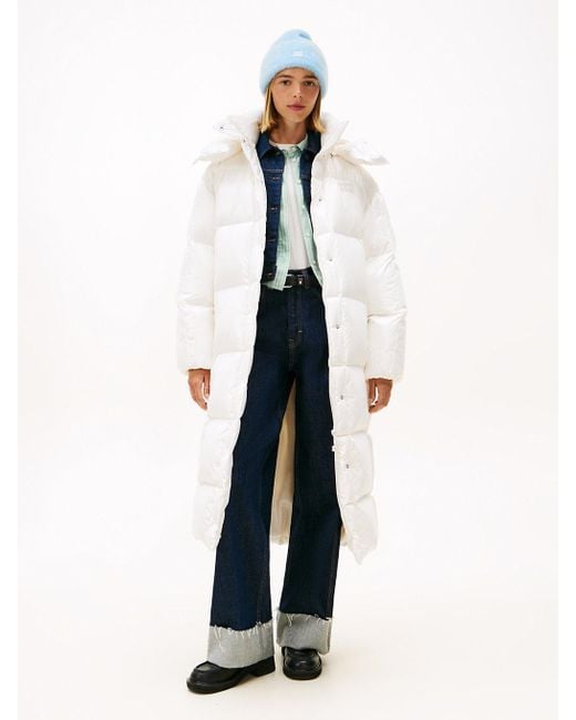 Tommy Hilfiger Natural Shiny Down Longline Alaska Puffer Coat