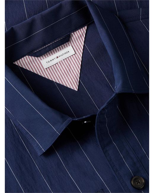 Tommy Hilfiger Blue Relaxed Fit Pinstripe Paper Touch Overshirt for men