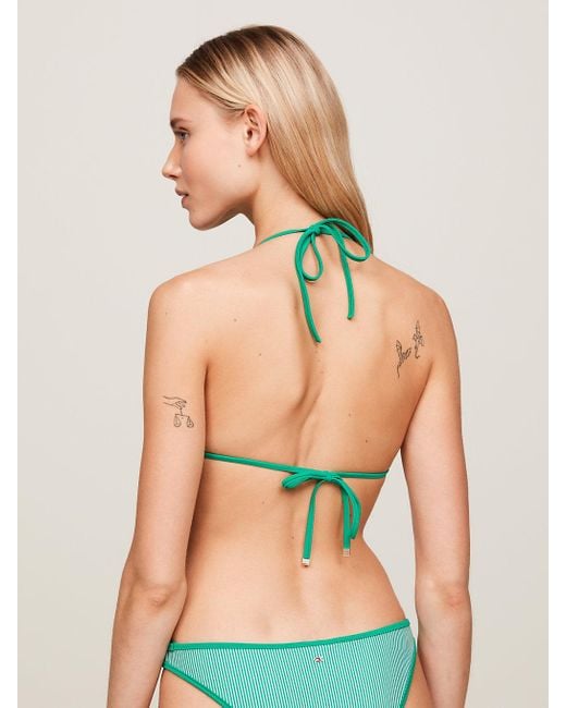 Tommy Hilfiger Green Th Essential Print Triangle Bikini Top
