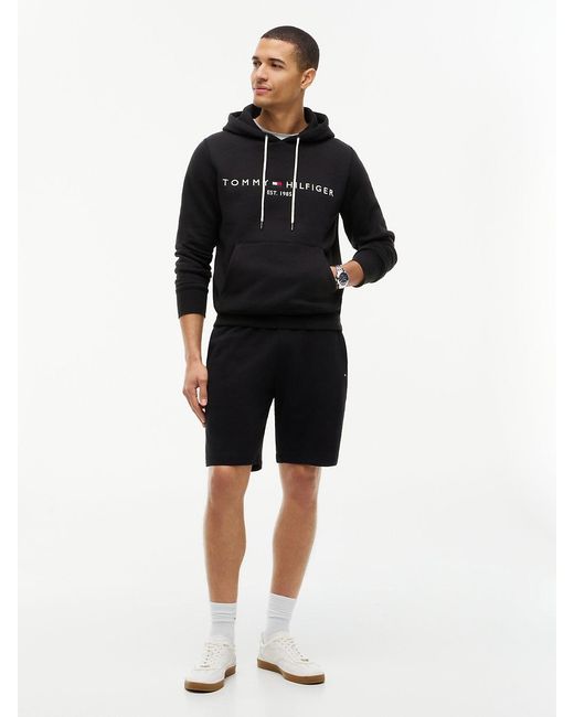 Tommy Hilfiger Black Logo Flex Fleece Hoody for men