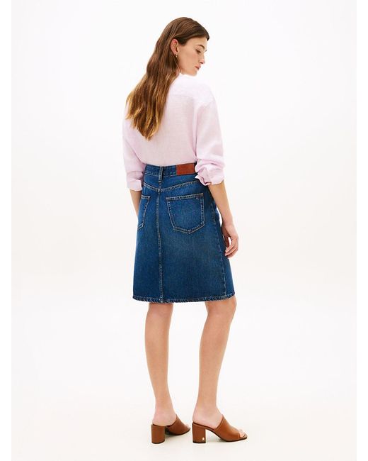Tommy Hilfiger Blue Mid Rise Straight Denim Pencil Skirt