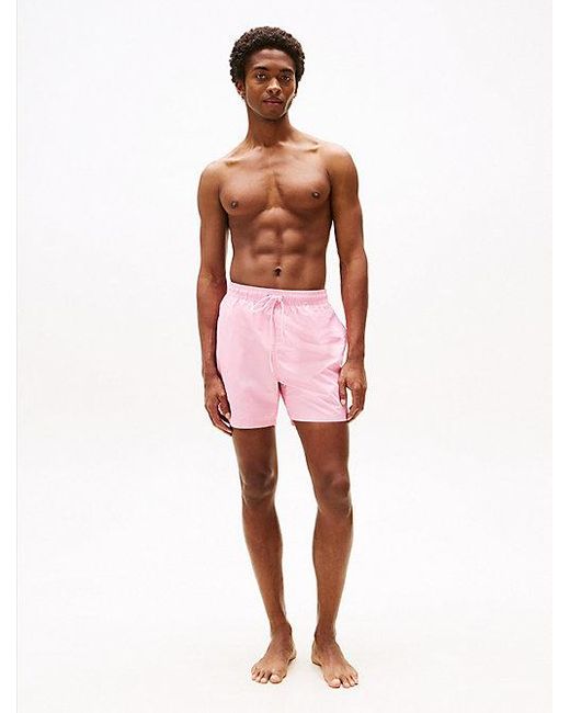 Tommy Hilfiger Original Medium Lange Zwemshort Met Trekkoord in het Pink voor heren