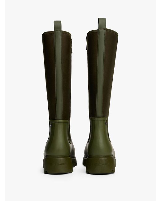 Stivaletti Da Pioggia Con Interno Caldo E Zip di Tommy Hilfiger in Green