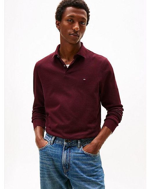 Tommy Hilfiger 1985 Regular Fit Poloshirt Met Lange Mouwen in het Red voor heren