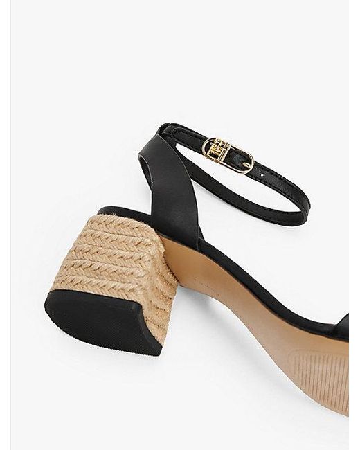Tommy Hilfiger Leren Sandaal Met Espadrillehak in het White