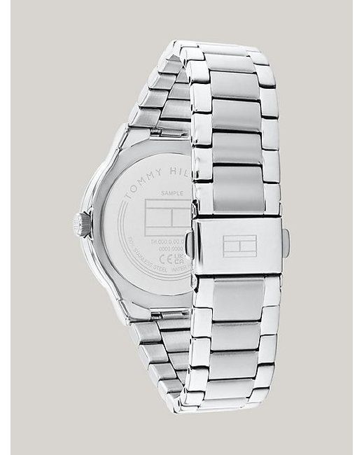 Tommy Hilfiger White Kristallverzierte Armbanduhr aus Edelstahl