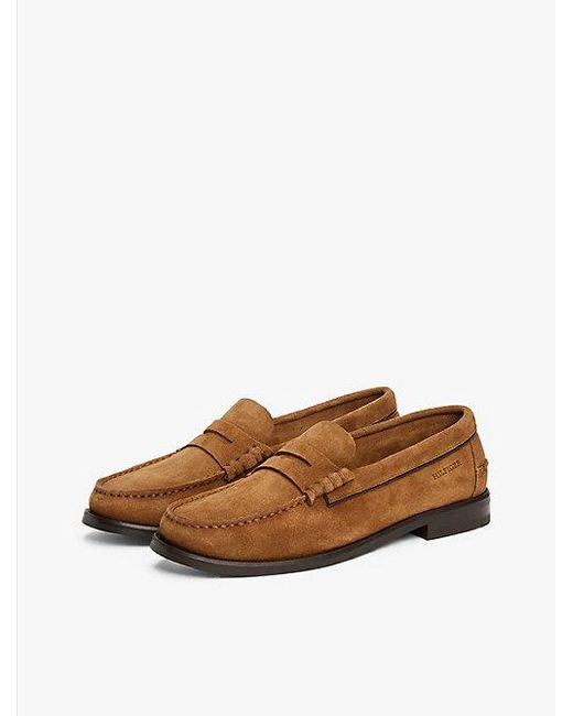 Tommy Hilfiger Suède Loafer Met Logo in het White voor heren