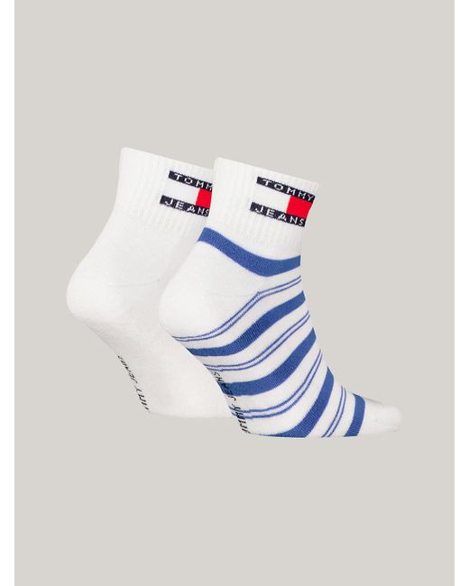 Tommy Hilfiger Blue 2-pack Stripe Logo Ankle Socks