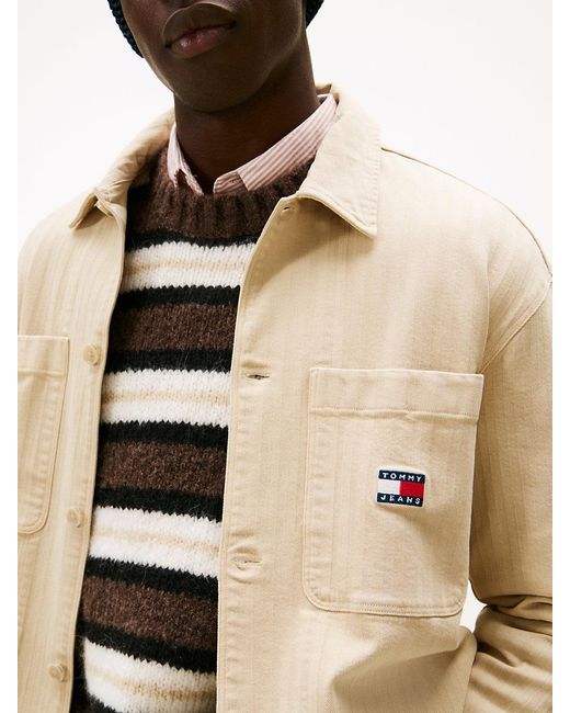 Tommy Hilfiger Natural Oversized Fit Herringbone Twill Overshirt for men