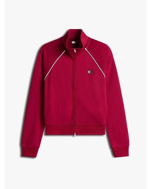 Tommy Hilfiger Red Tommy Badge Interlock Knit Track Jacket