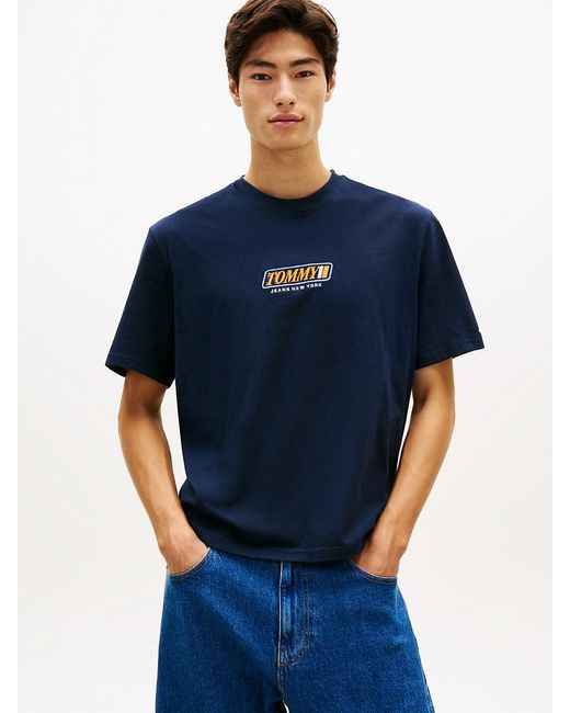 Tommy Hilfiger Blue 90S Logo Embroidery Jersey T-Shirt for men
