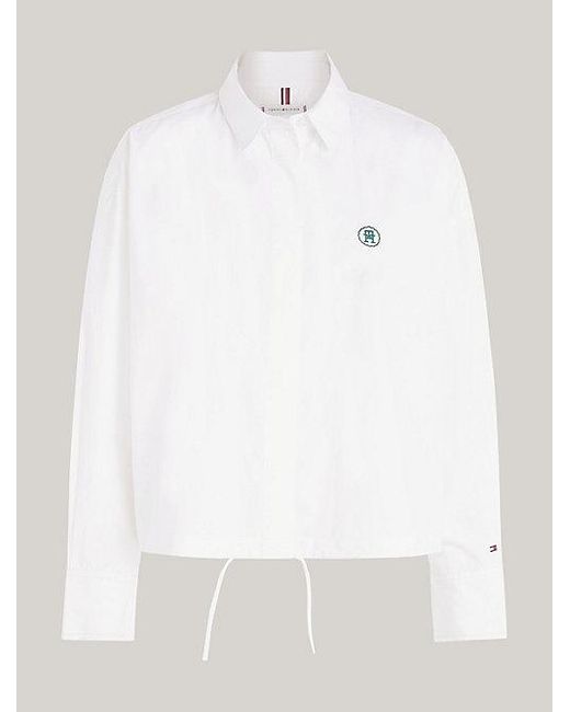 Tommy Hilfiger Th Monogram Cropped Overhemd Met Trekkoord in het White