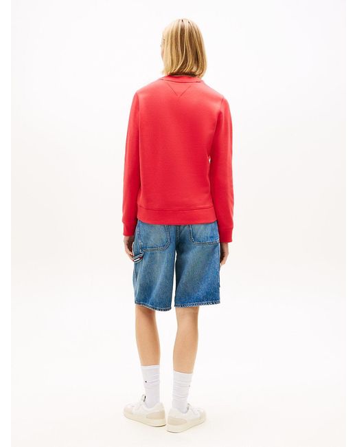 Tommy Hilfiger Red Flag Embroidery Fleece Sweatshirt