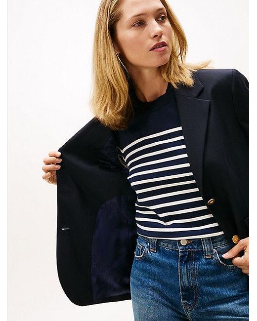 Tommy Hilfiger Timeless Regular Fit Blazer Van Wolmix in het Blue