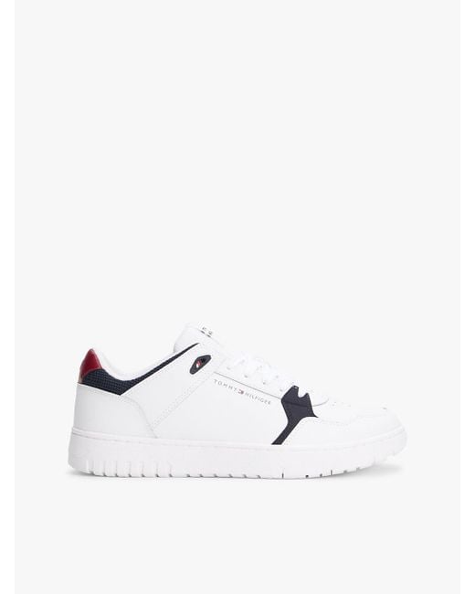 Sneakers Stile Basket Con Mix Di Texture E Pelle di Tommy Hilfiger in White da Uomo