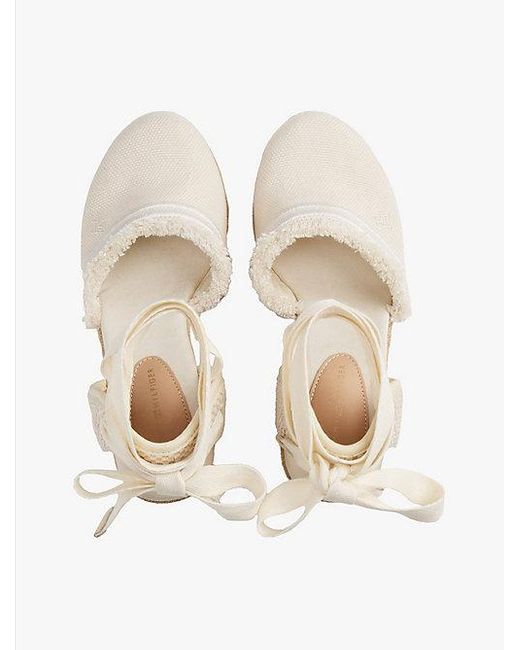 Tommy Hilfiger Canvas Espadrille Met Sleehak En Franjes in het Natural