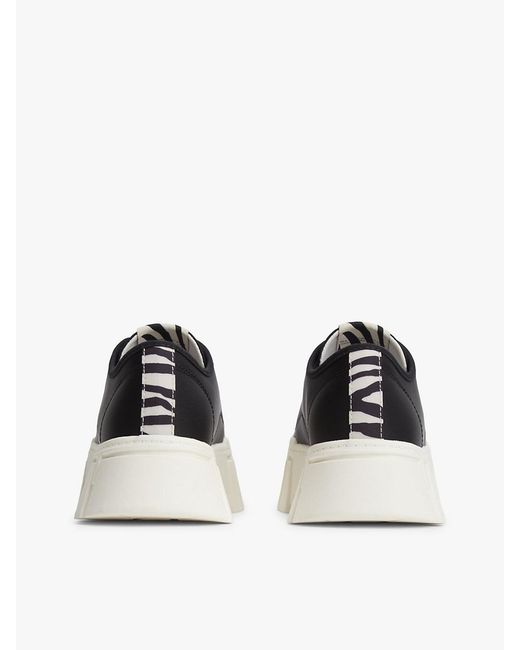 Tommy Hilfiger White Zebra Print Logo Platform Cupsole Trainers