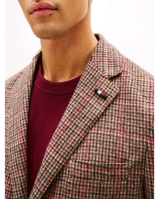 Blazer Regular Fit Con Motivo Pied De Poule di Tommy Hilfiger in Brown da Uomo
