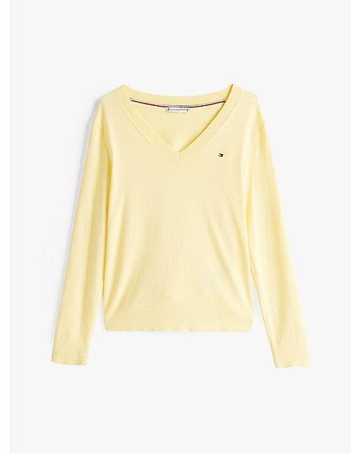 Tommy Hilfiger Jersey Trui Met V-hals in het Yellow