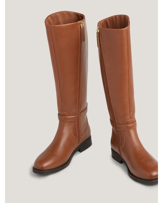 Tommy Hilfiger Brown Elevated Essential Leather Knee-high Boots