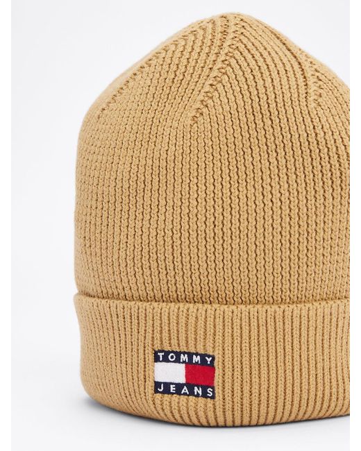 Berretto Heritage A Coste Con Logo di Tommy Hilfiger in Natural
