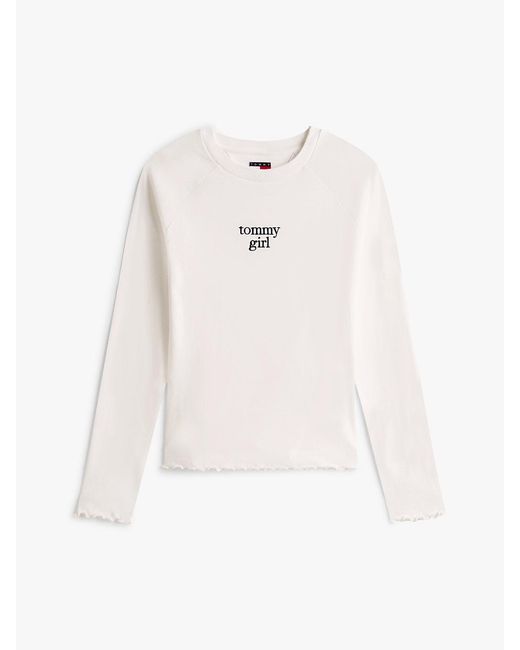 Tommy Hilfiger White Tommy Girl Logo Slim Long Sleeve T-Shirt