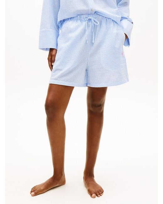 Tommy Hilfiger Blue Seersucker Cover-Up Shorts