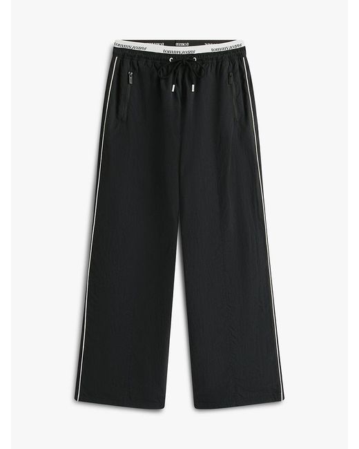Tommy Hilfiger Black Repeat Logo Tape Wide Leg Joggers