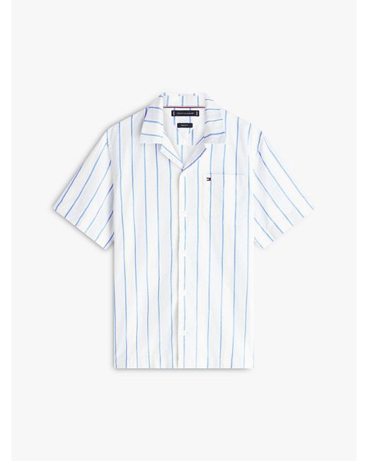 Tommy Hilfiger White Regular Fit Cuban Collar Short Sleeve Shirt for men