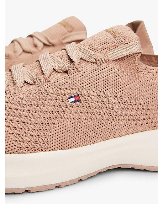 Tommy Hilfiger Gebreide Sneaker Met Geborduurde Vlag in het Pink