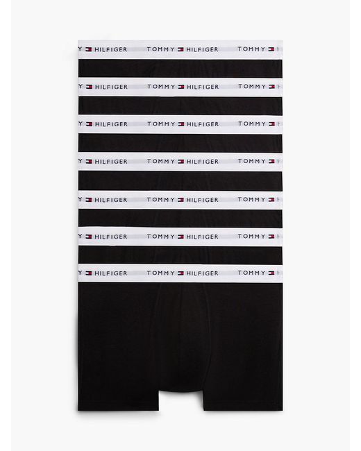 Tommy Hilfiger Black 7-Pack Signature Logo Waistband Trunks for men