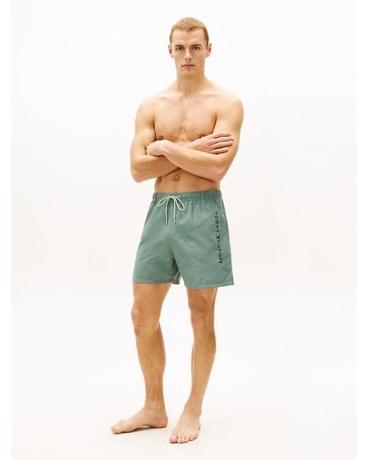Tommy Hilfiger Green Original Ithaca Stripe Mid Length Swim Shorts for men