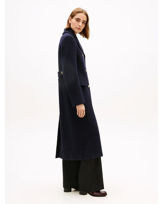Tommy Hilfiger White Wool Blend Longline Slim Tailored Coat