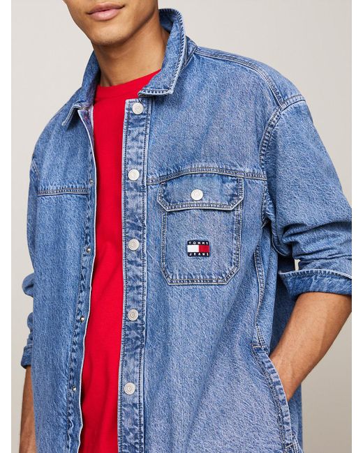 Tommy Hilfiger Red Essential Casual Fit Denim Overshirt for men