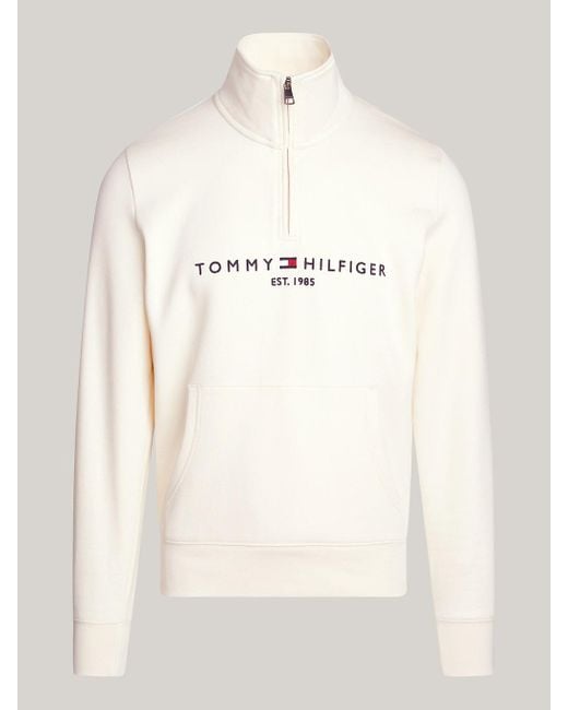 Tommy Hilfiger Natural Logo Mock Turtleneck Half-zip Sweatshirt for men
