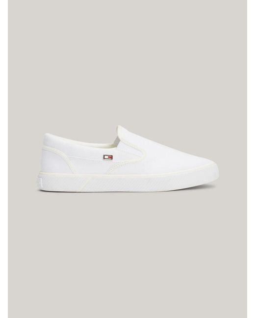 Tommy Hilfiger White Enamel Flag Slip-on Canvas Trainers