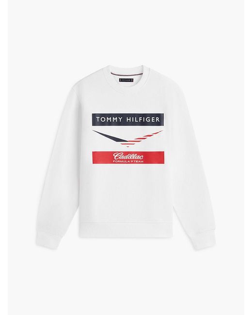 Tommy Hilfiger White Th X Cadillac Formula 1 Team Chevron Sweatshirt