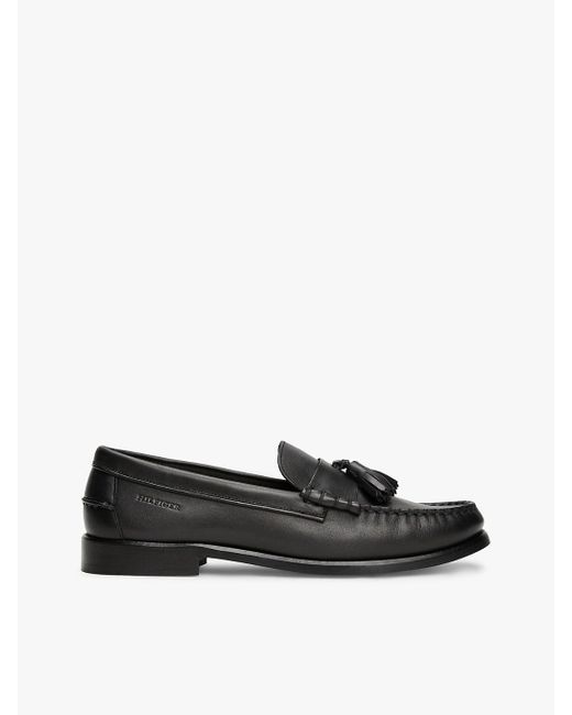 Tommy Hilfiger White Leather Tassel Loafers for men