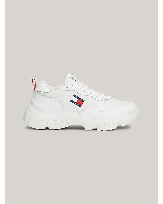 Tommy Hilfiger Lichtgewicht Chunky Leermix Hardloopsneaker in het White