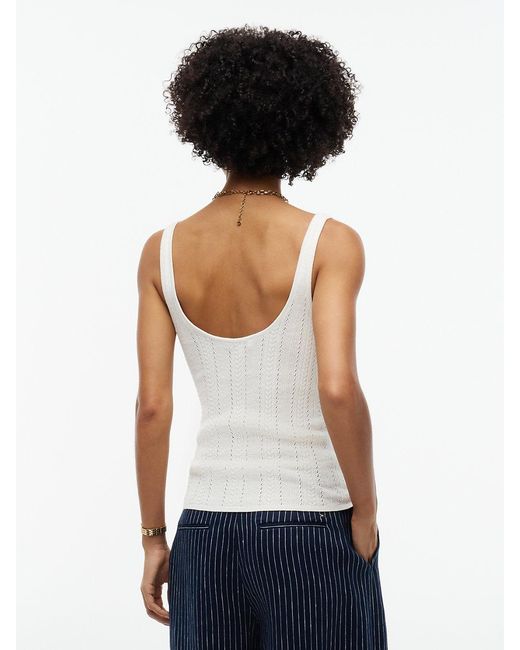 Tommy Hilfiger White Pointelle Slim Scoop Neck Tank Top