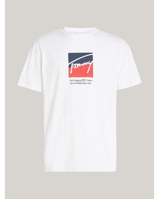 Tommy Hilfiger White Crew Neck Logo T-shirt for men