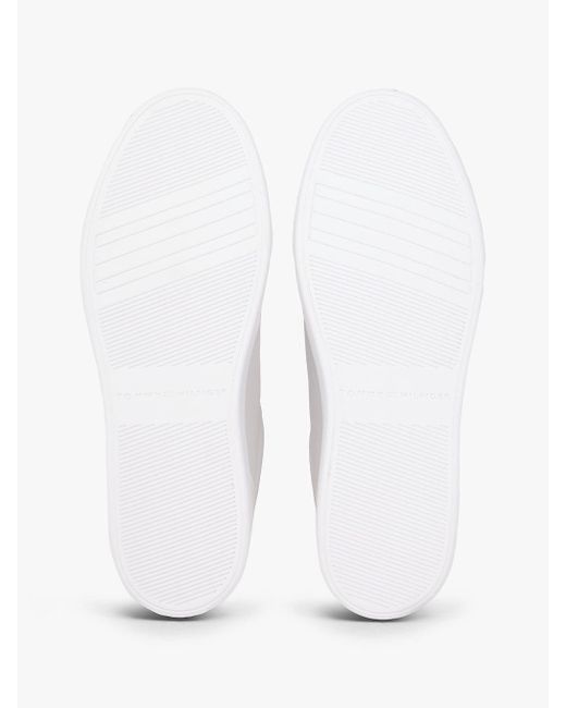 Tommy Hilfiger White Leather Mixed Texture Cupsole Trainers