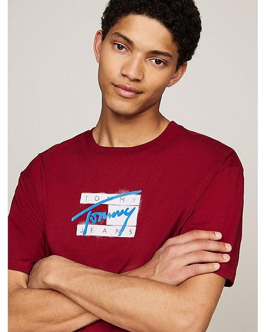 Tommy Hilfiger T-Shirt mit Rundhalsausschnitt und Logo in Red für Herren