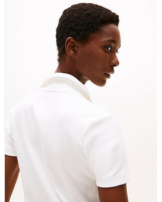 Polo De Corte Slim Con Botones Dorados Tommy Hilfiger de color White