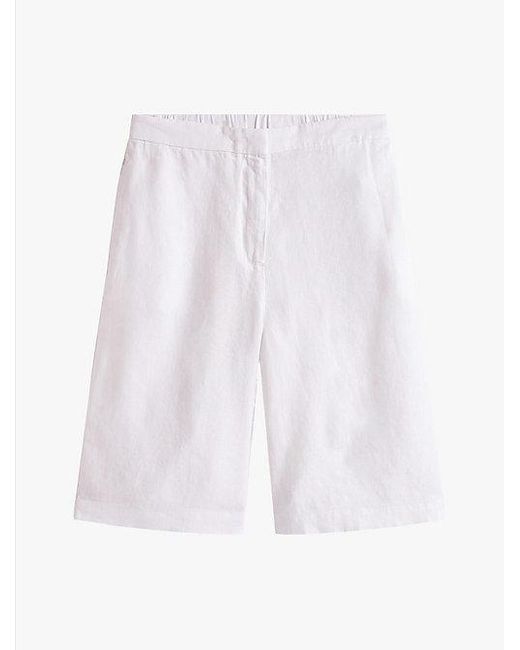 Tommy Hilfiger White Tailored Slim Fit Shorts Aus Leinenmix