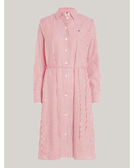Tommy Hilfiger Pink Curve Essential Ithaca Stripe Shirt Dress