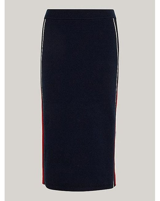 Falda de punto Global Stripe Tommy Hilfiger de color Blue